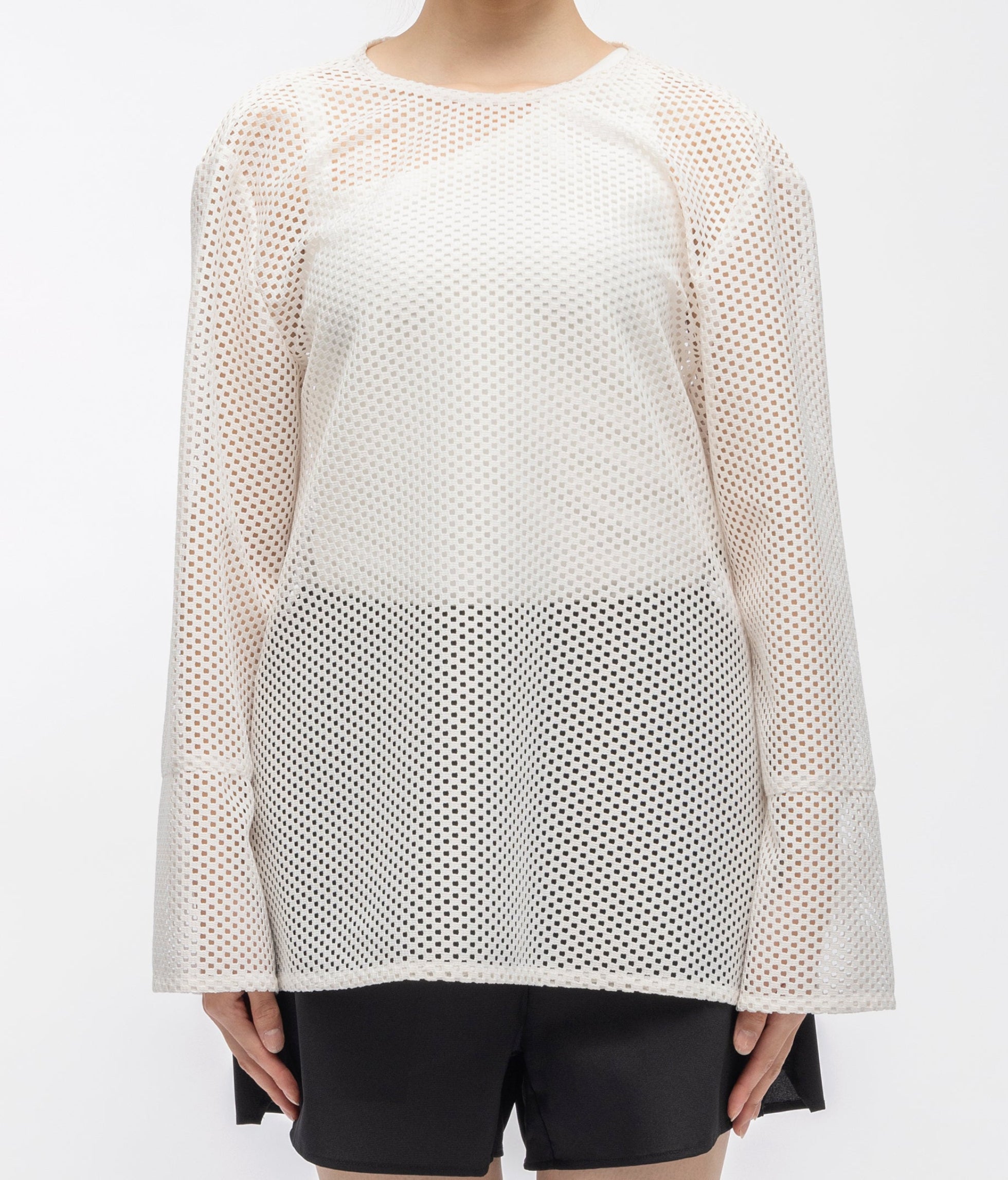 W'S PL MESH L/S BLOUSE